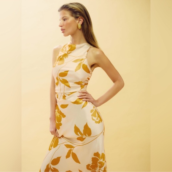 NWT Reformation Anaiis Silk Maxi Dress Size 0 - Maracuya - Picture 6 of 9